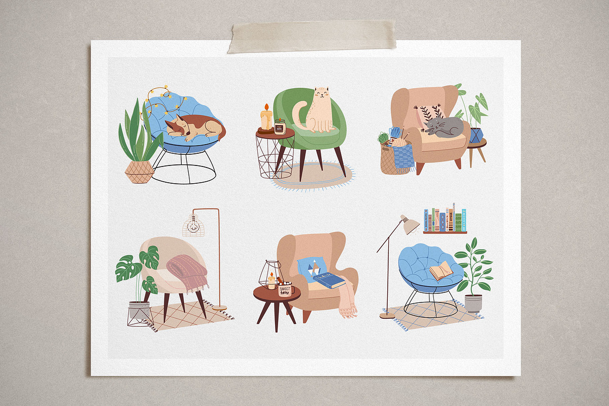 Hygge magic. Cozy clipart collection, a Decorative Illustration by Anna Summer (Photo 4 of 10)
