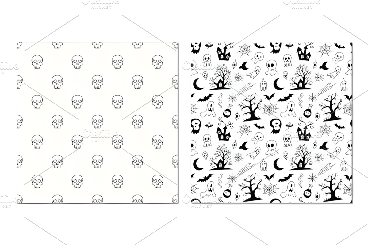 Minimal Line Art Halloween Patterns, a Pattern Graphic by Coco Bloom (Photo 3 of 5)