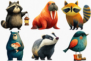 Watercolor Quirky Animals Clipart, an Illustration by Canvas Craft (Thumbnail 4 of 8)