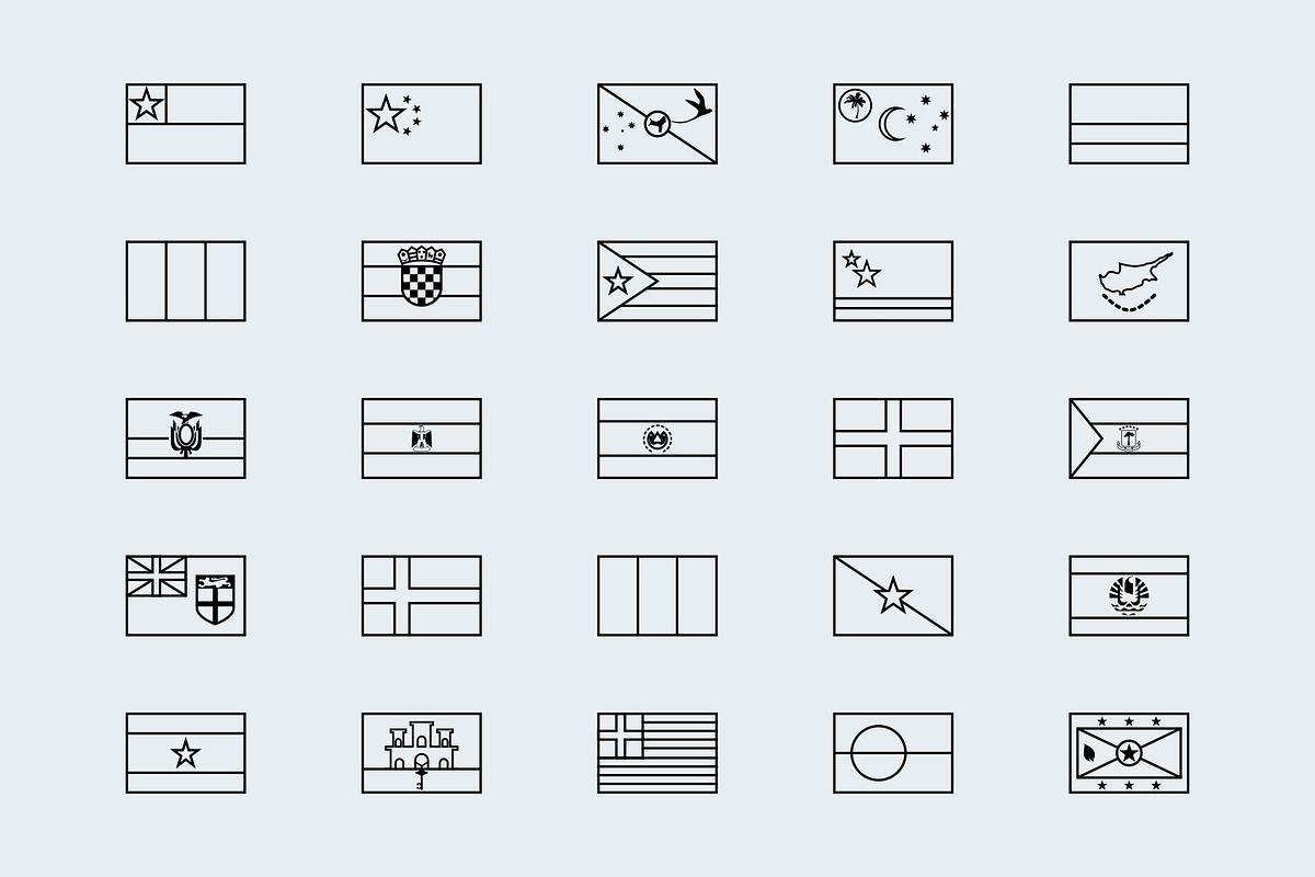 Simplified outline world flags preview 4