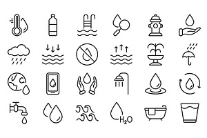 Water Line Icon Set, an Illustration by Vector Creator