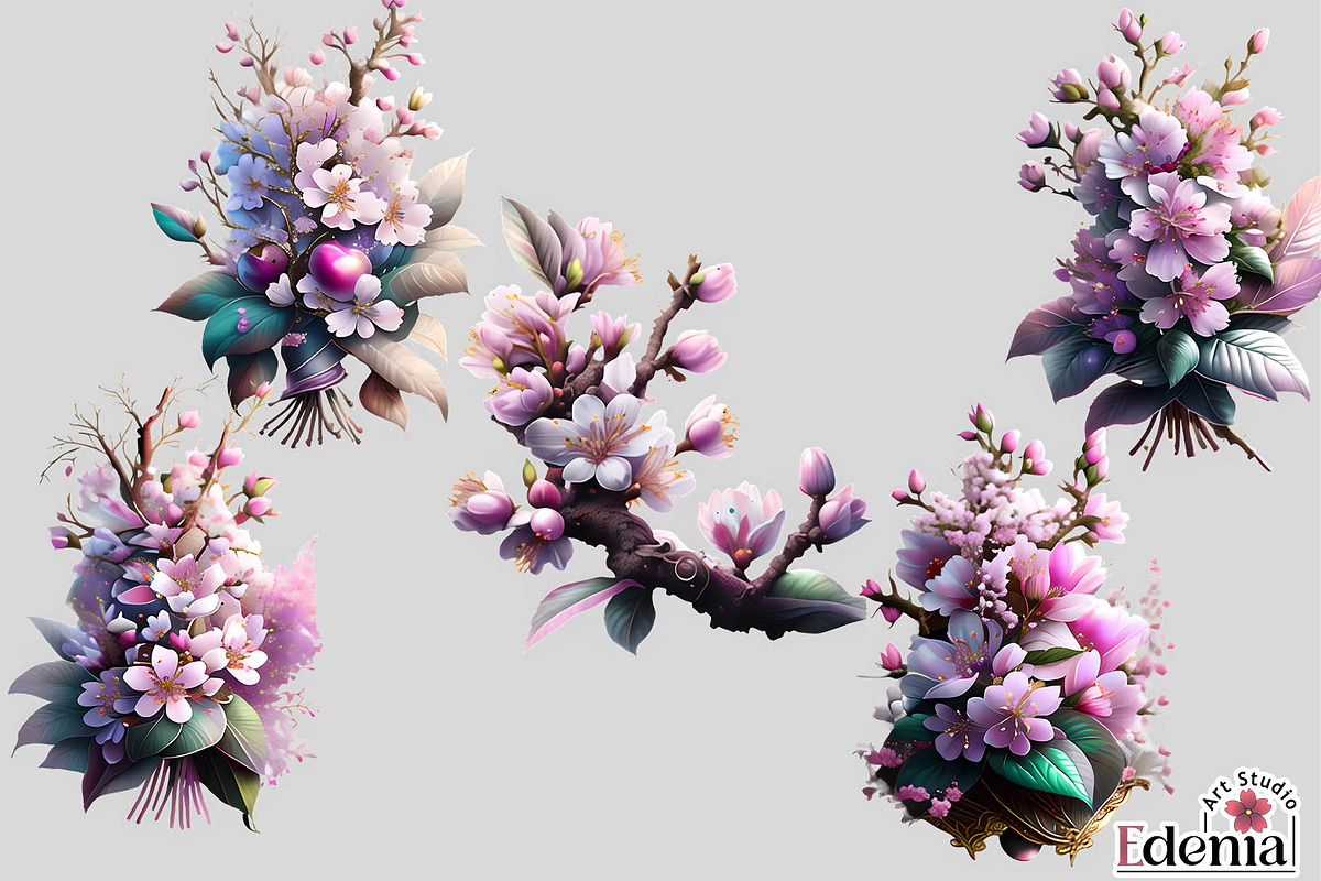 Cherry Blossom Sakura Flowers, a Seasonal Illustration by EdeniaArtStudio (Photo 5 of 8)