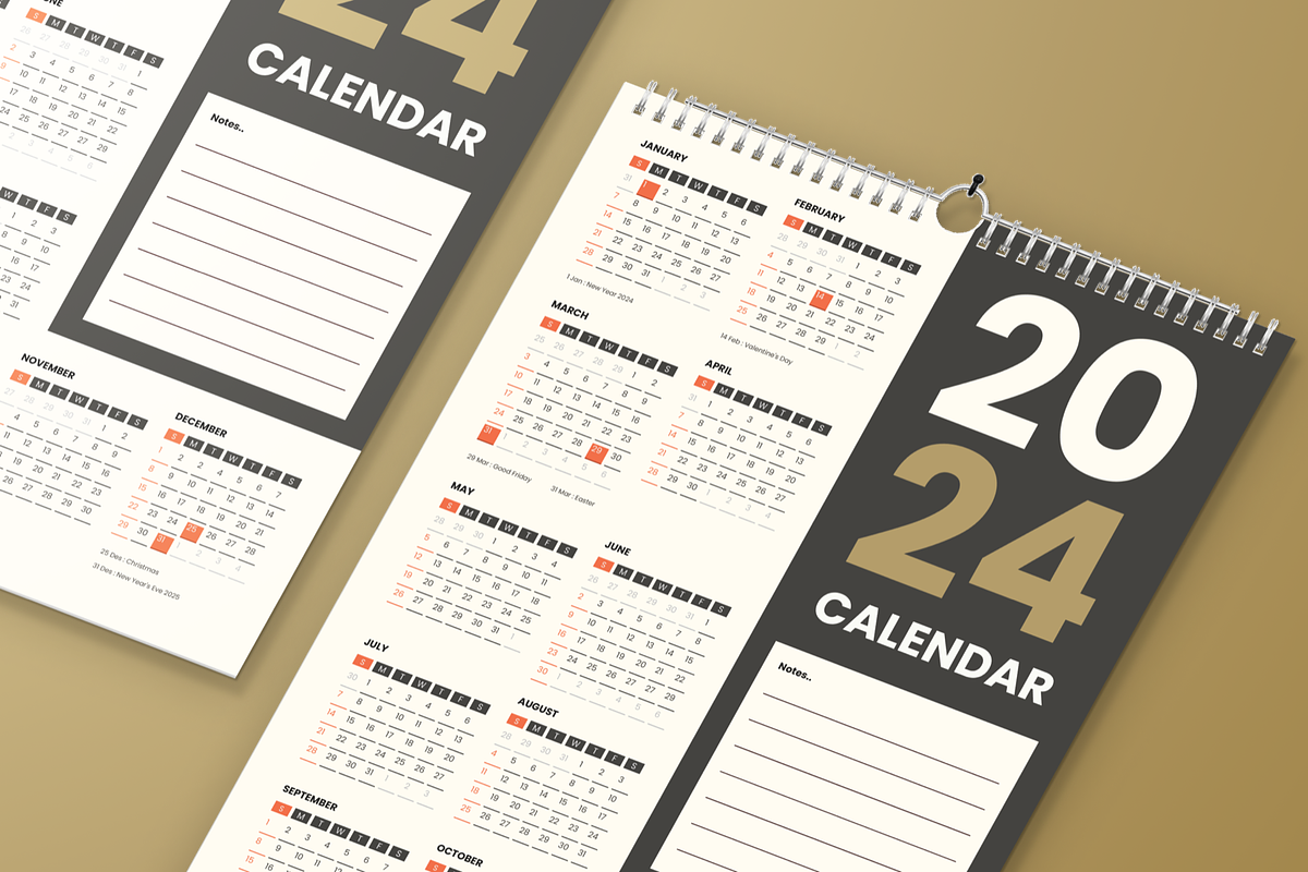 Simple Calendar 2024, a Print Template by SquidPixey (Photo 3 of 3)
