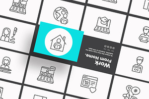 Work From Home  | 16 Thin Line Icons
