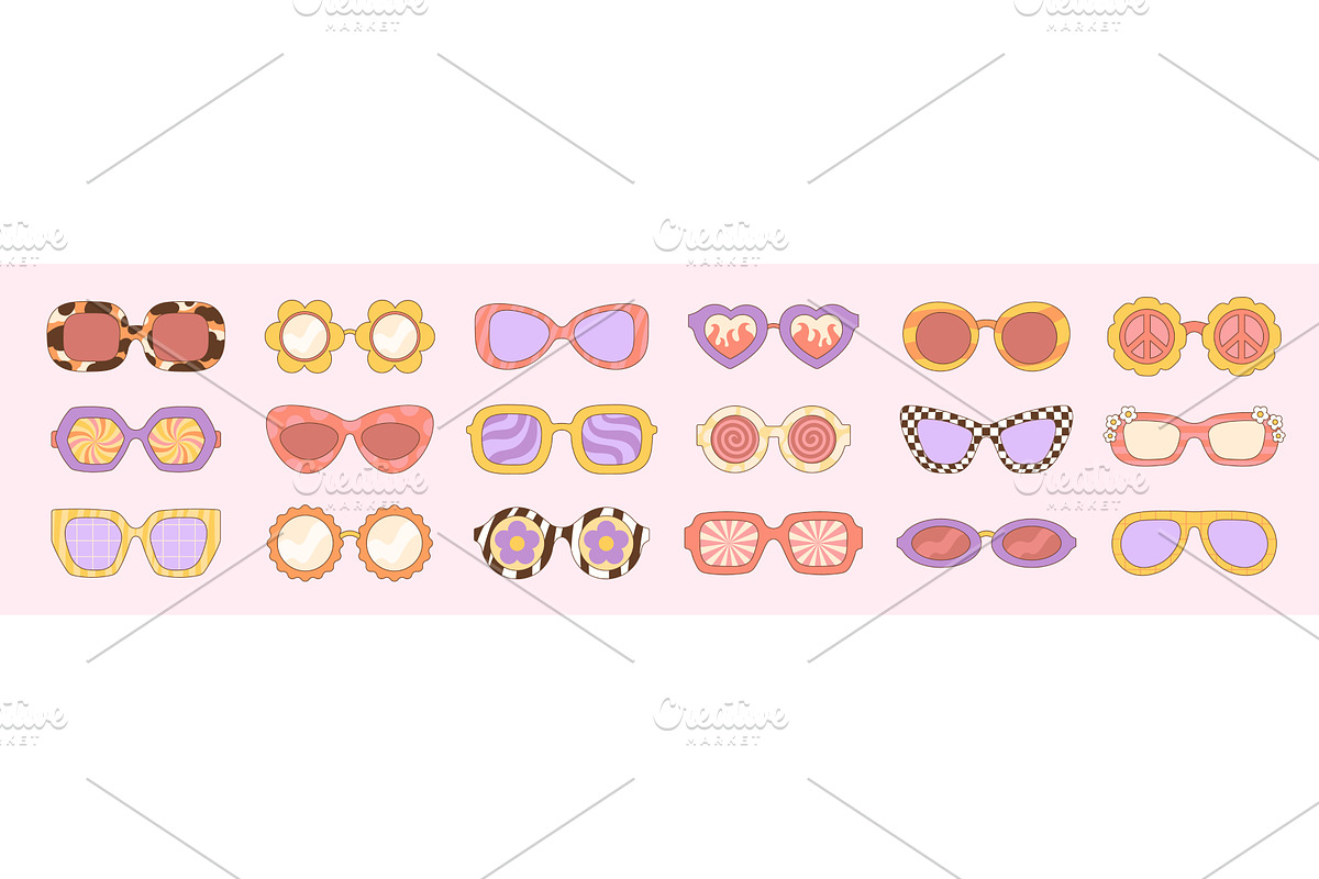 Groovy retro glasses. Vintage eyes, an Object Illustration by LadadikArt