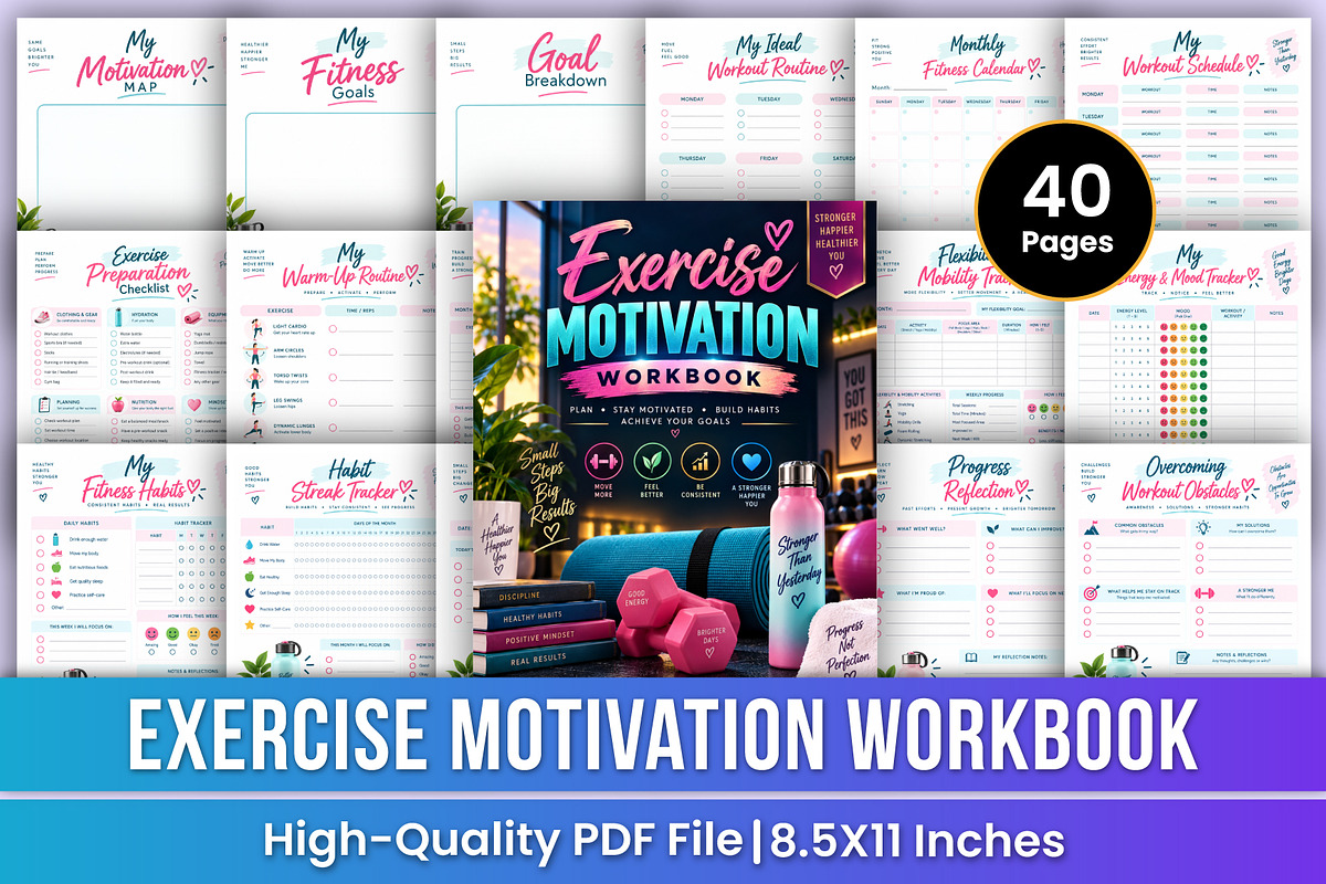 Exercise Motivation Workbook | Fit, a Stationery Template by Mustafiz (Photo 1 of 4)