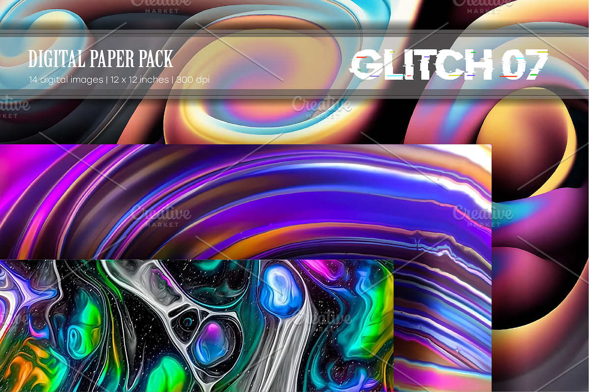 Glitch Psychedelic 07. Digital Paper, a Texture Illustration by KENO Mascots (Photo 2 of 3)