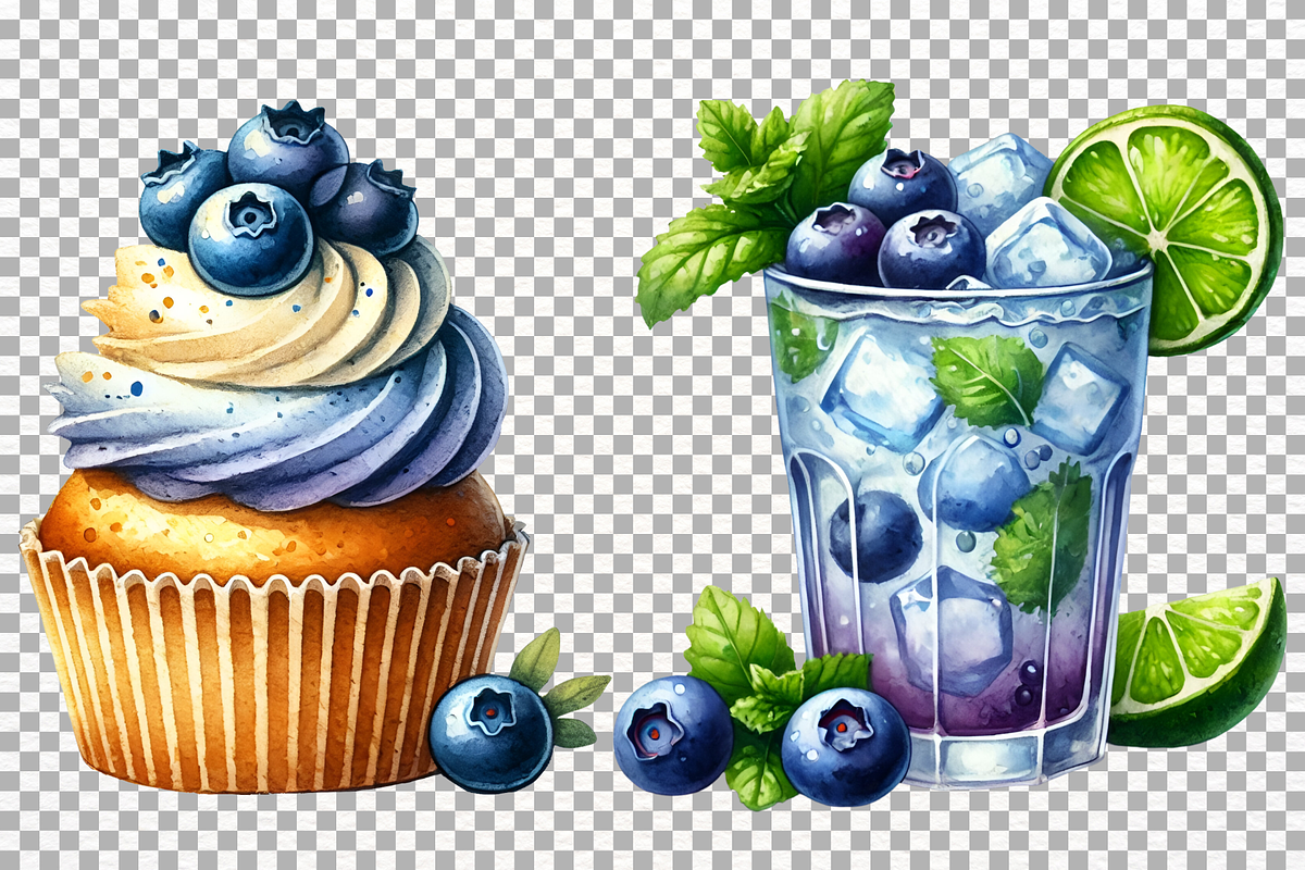 Blueberry Desserts Watercolor PNG, a Food Illustration by SugarCloudStudioArt (Photo 4 of 4)