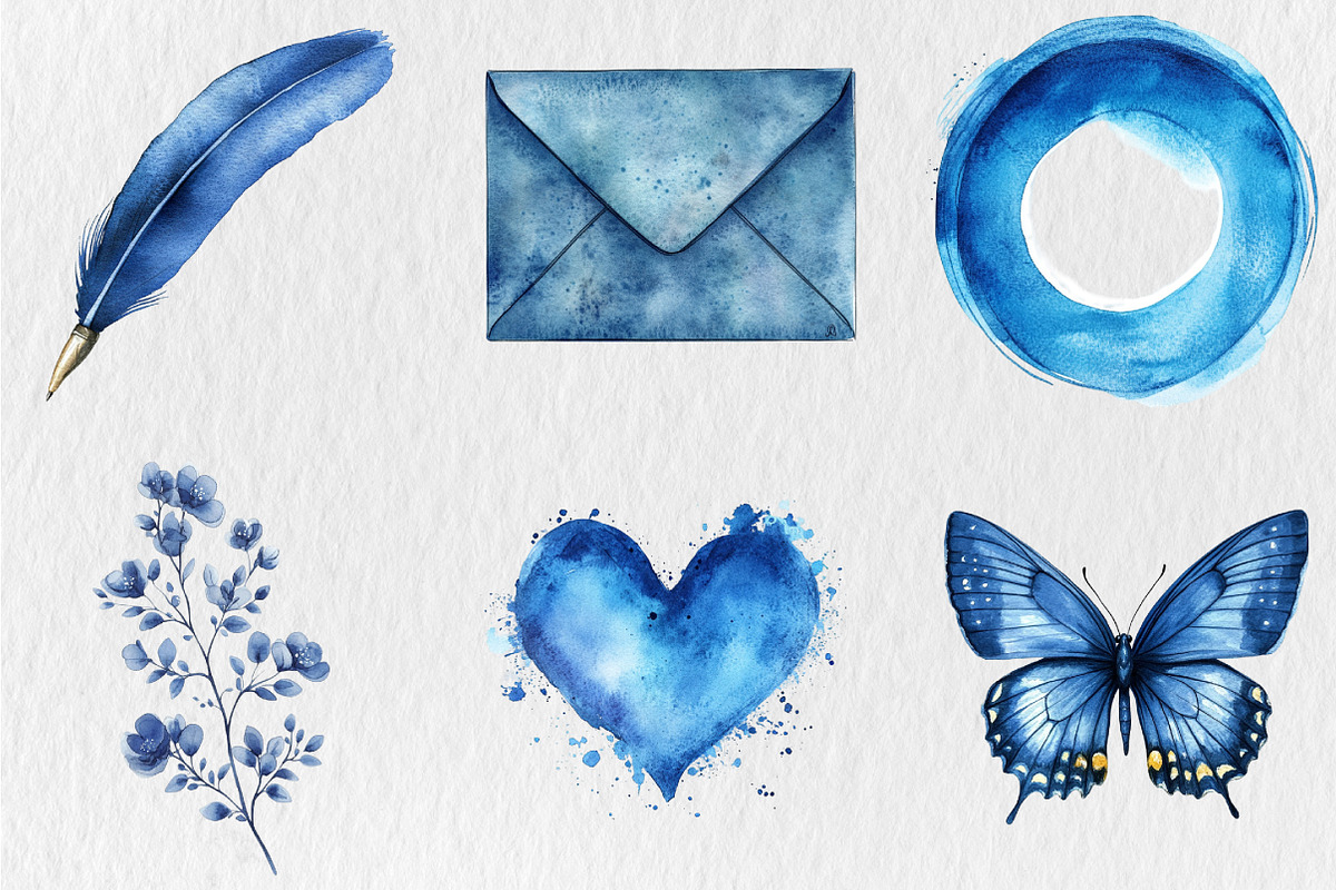 Blue Ink Elements Clipart, an Illustration by Rose Art (Photo 2 of 5)