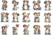 Whimsical Valentine Couple Clipart, an Illustration by Designking (Thumbnail 2 of 5)