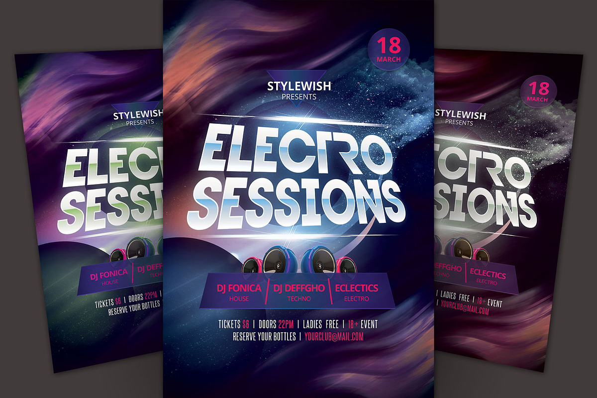 Electro Sessions Flyer, a Flyer Template by styleWish