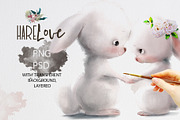 HareLove, an Animal Illustration by Eve Farb (Thumbnail 1 of 3)