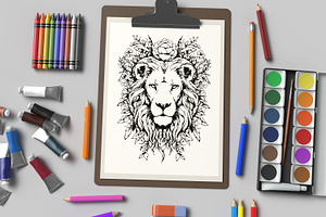 Coloring Page Kids Animals & Flower