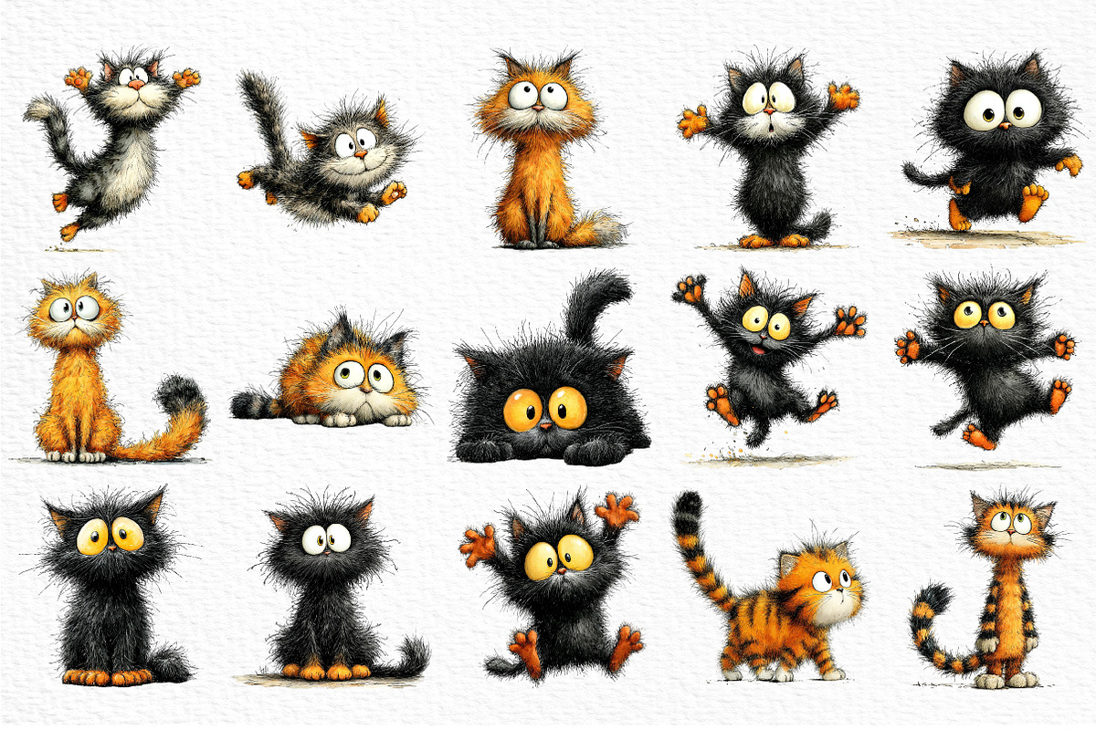 Whimsical Funny Cat PNG Bundle, a Seasonal Illustration by Craft Nest (Photo 6 of 6)