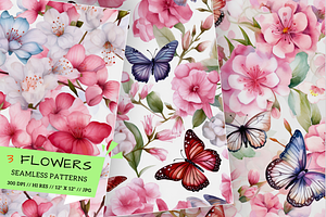 Spring Festival Seamless Pattern Set