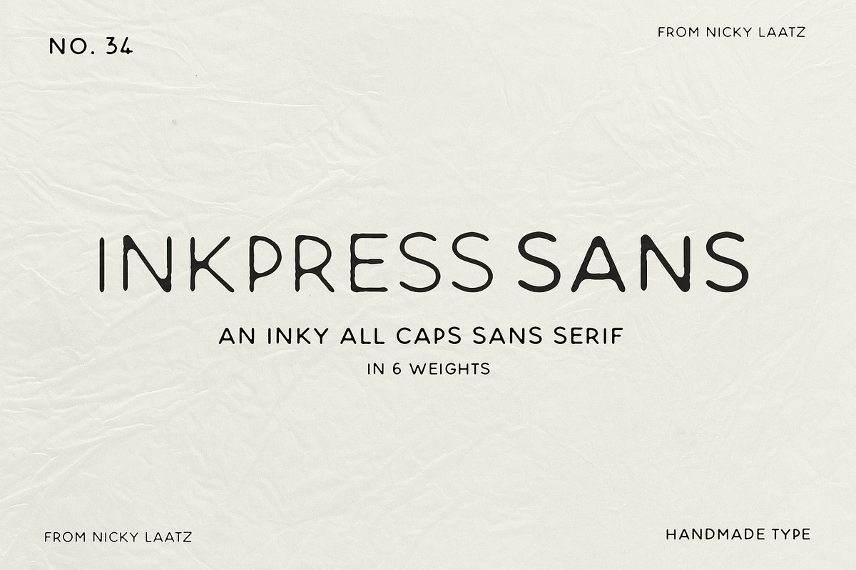 Inkpress Sans All Caps Typeface, a Sans Serif Font by Nicky Laatz (Photo 1 of 12)