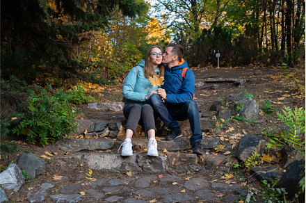 Happy couple in autumn park, a Person Photo by Jan Jack Russo Media