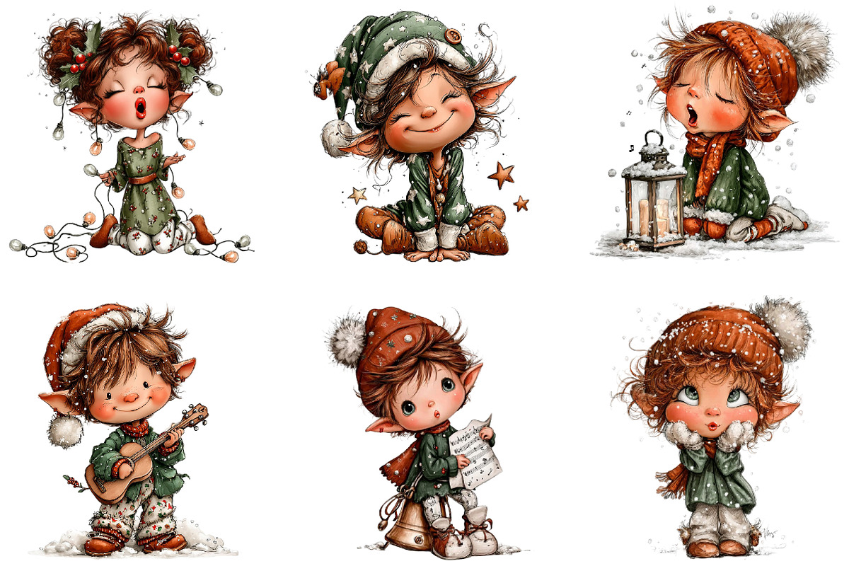 Elves Singing Clipart, an Illustration by DreamArtGraphic (Photo 5 of 5)