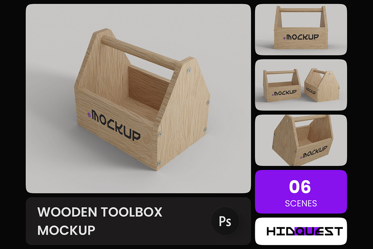 Wooden Toolbox Mockup, a Household Mockup by hiddemaru (Photo 1 of 4)