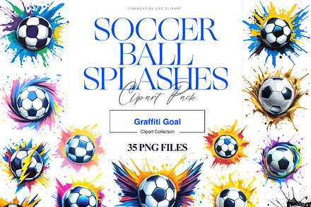 Soccer Ball Splash Clipart, Football, a Sport Illustration by BrushstrokeArtGB
