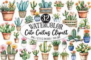 Watercolor Cactus Clipart, a Seasonal Illustration by Designking (Thumbnail 1 of 5)