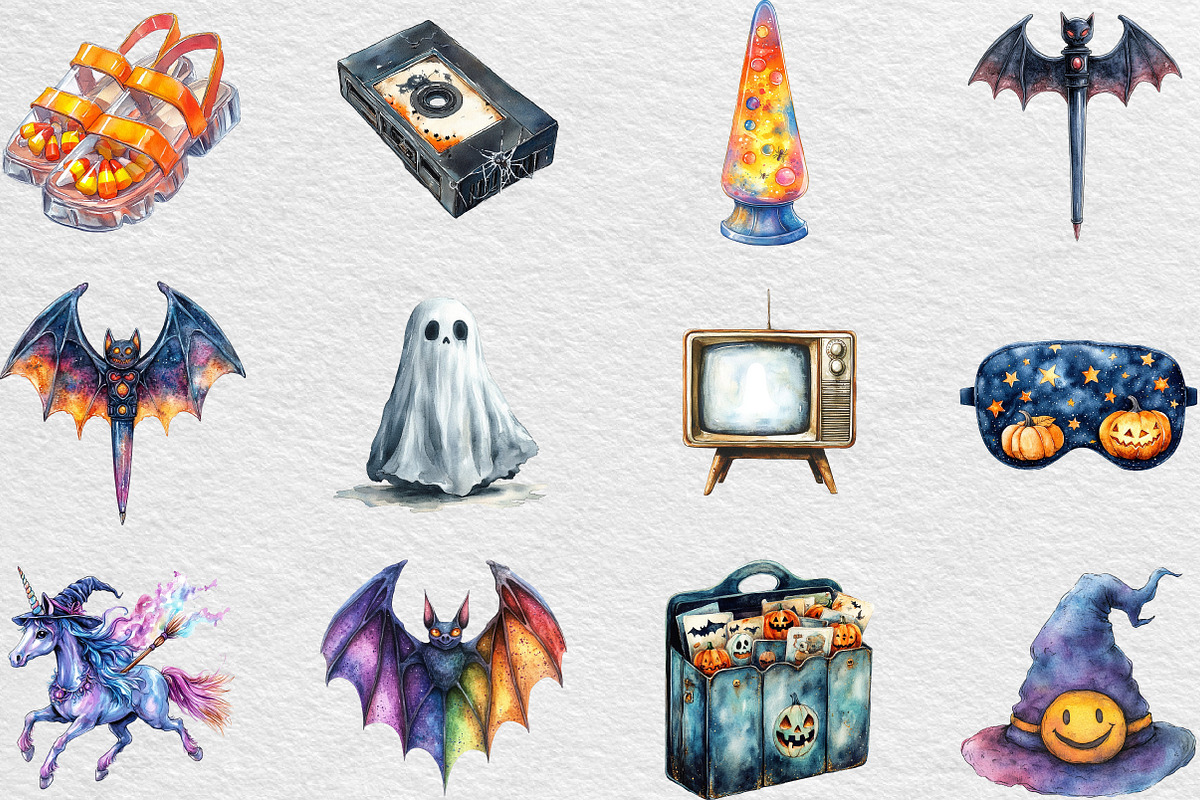 Nostalgic 90s Halloween Clipart, an Illustration by Black Bird Studio (Photo 4 of 6)