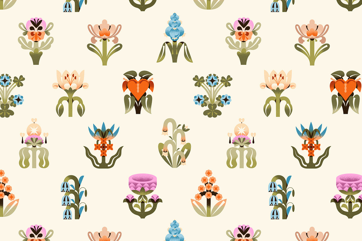 Abstract flowers set + backgrounds, a Decorative Illustration by PaperTrident (Photo 14 of 16)