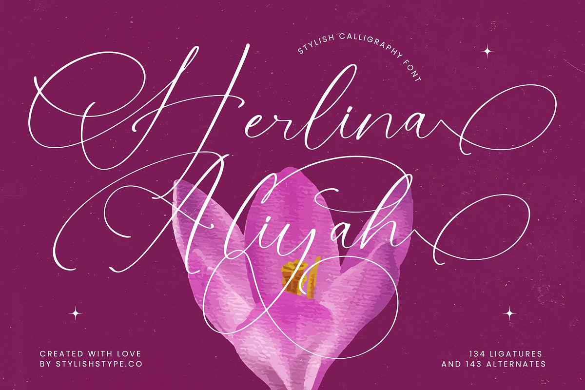 Herlina Aliyah Stylish Calligraphy, a Script Font by stylishtype.co (Photo 1 of 20)