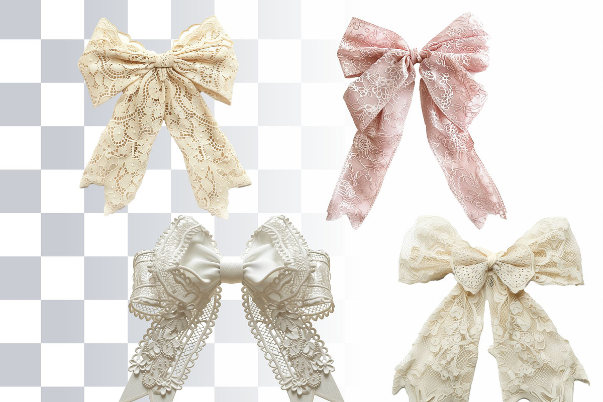 Lace Bows Clipart Set, a Decorative Illustration by Loony Dream Designs (Photo 3 of 4)