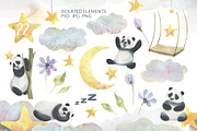 Pandas & Moon Dreamy Watercolor, an Animal Illustration by NATASHA CHU (Thumbnail 2 of 13)