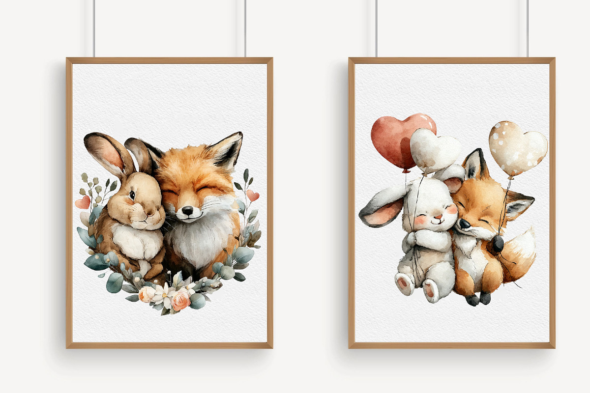 Whimsical Bunny & Fox Valentine Clip, an Illustration by Libby Wishes (Photo 7 of 7)