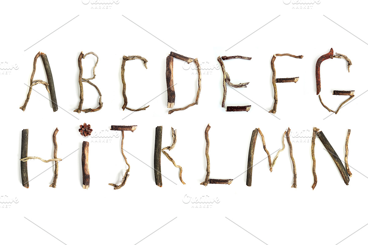 Alphabet made from branches preview 2