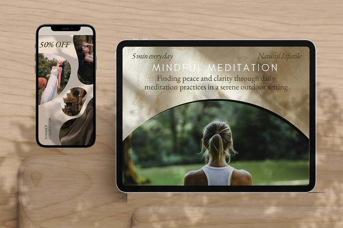 Natural Harmony Social Kit Templates, a Social Media Template by Elena Dorosh (Photo 6 of 13)