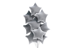 Silver Star Balloon Bouquet 3D Model