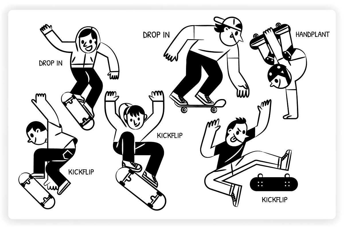 36 Skateboarding Elements x2 Styles, a Graphic by monkik (Photo 9 of 25)