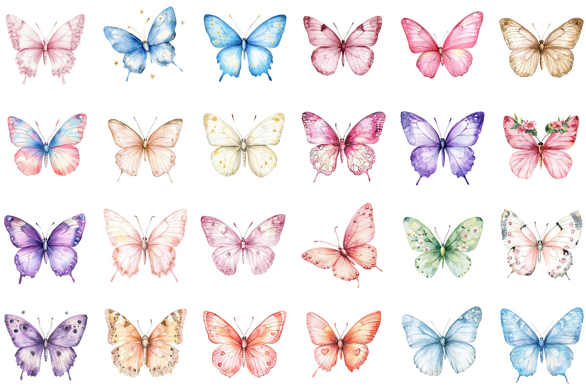Soft Girly Butterfly Clipart, an Illustration by Sublimation Artist (Photo 2 of 6)