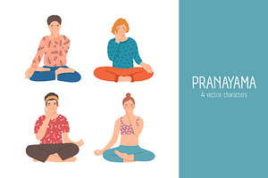 People do pranayama breath practise, a Healthcare Illustration by Good Studio