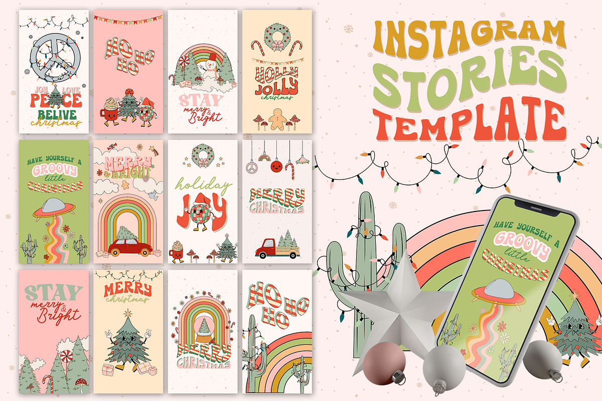 Holly Jolly Groovy Christmas, a Seasonal Illustration by Mio Buono (Photo 6 of 13)