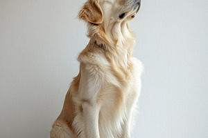 Golden Retriever Dog Sitting Alertly, an Animal Photo by Pixeness Studio