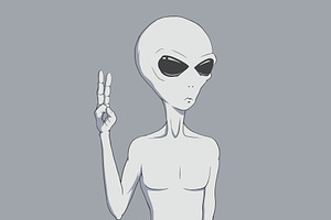 Alien Showing Peace Sign