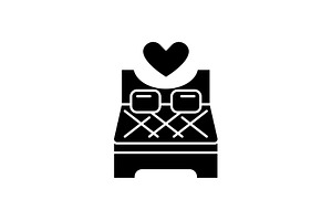 Bed For Lovers Black Icon, Vector