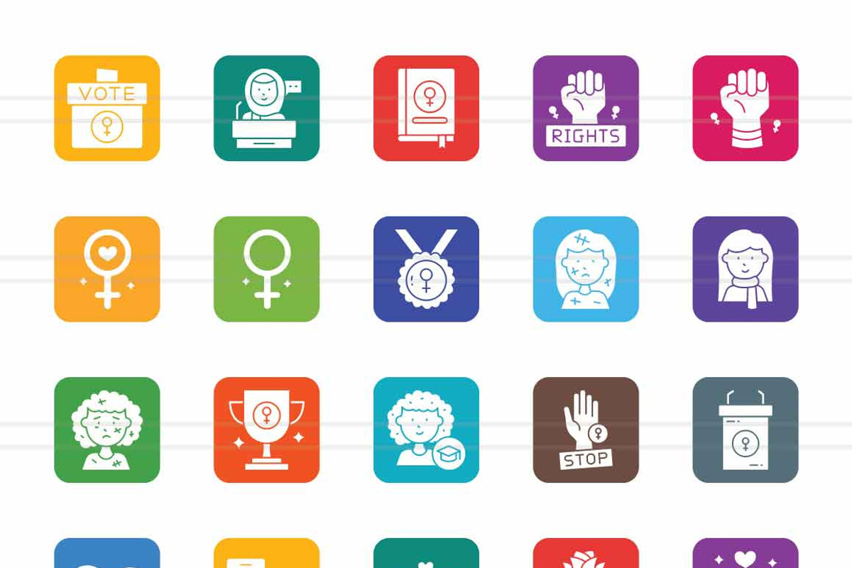 50 Women Day Round Corner Flat Icons, an Icon by IconBunny (Photo 2 of 2)