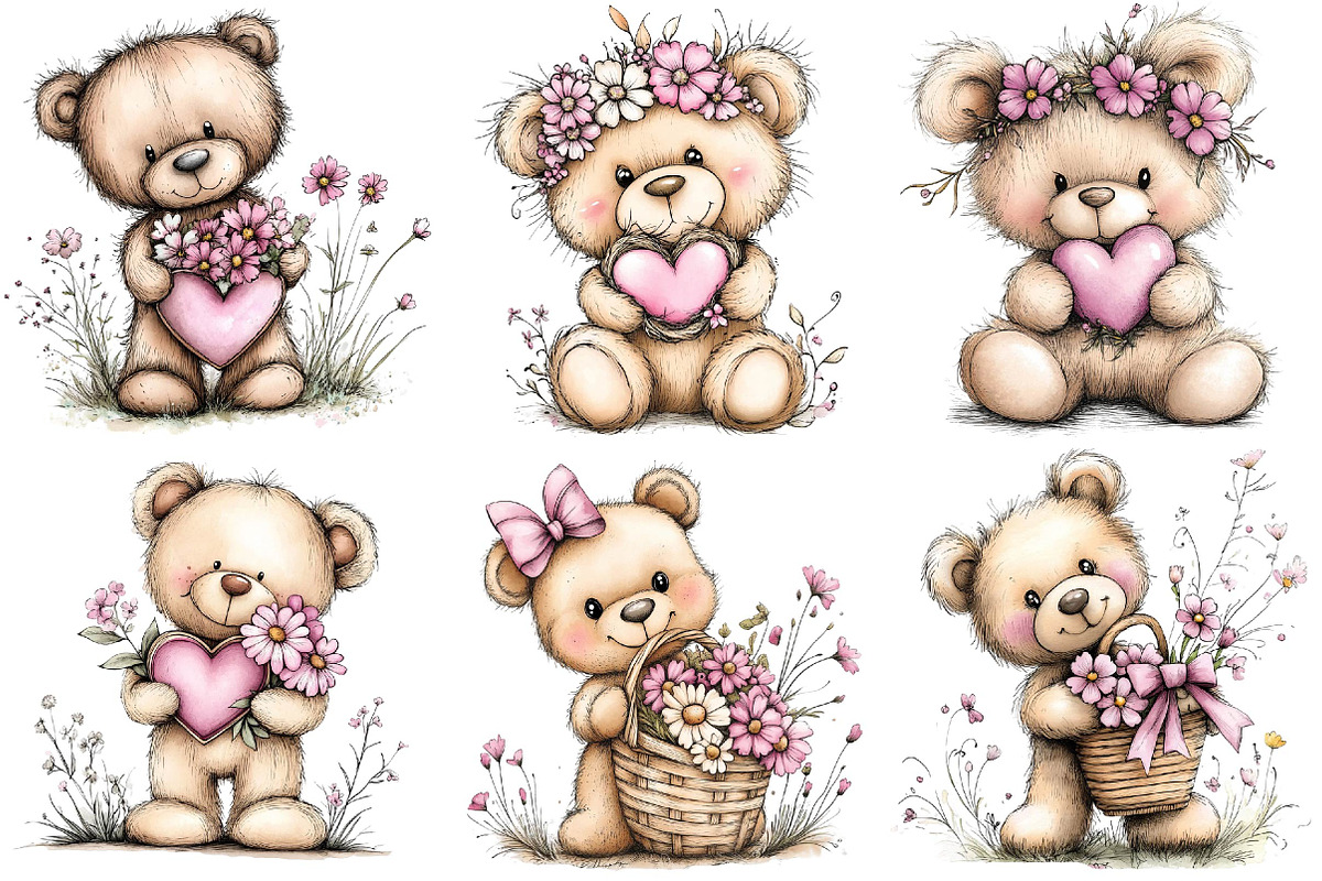 Mother’s Day Teddy Bear Clipart, an Illustration by DreamPrint404 (Photo 4 of 6)