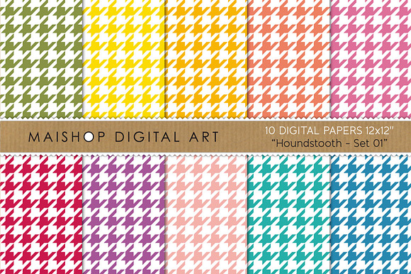 Seamless Houndstooth Digital Papers preview 4