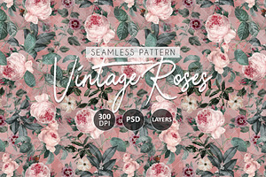 Vintage Roses - Seamless Patterns
