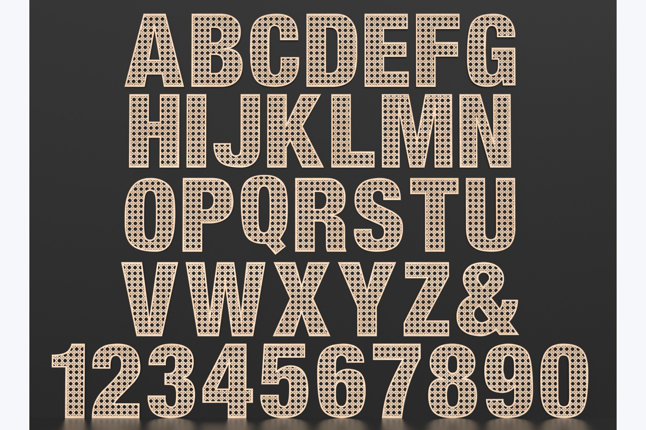 A-Z Rattan Alphabet Letters Laser Svg
