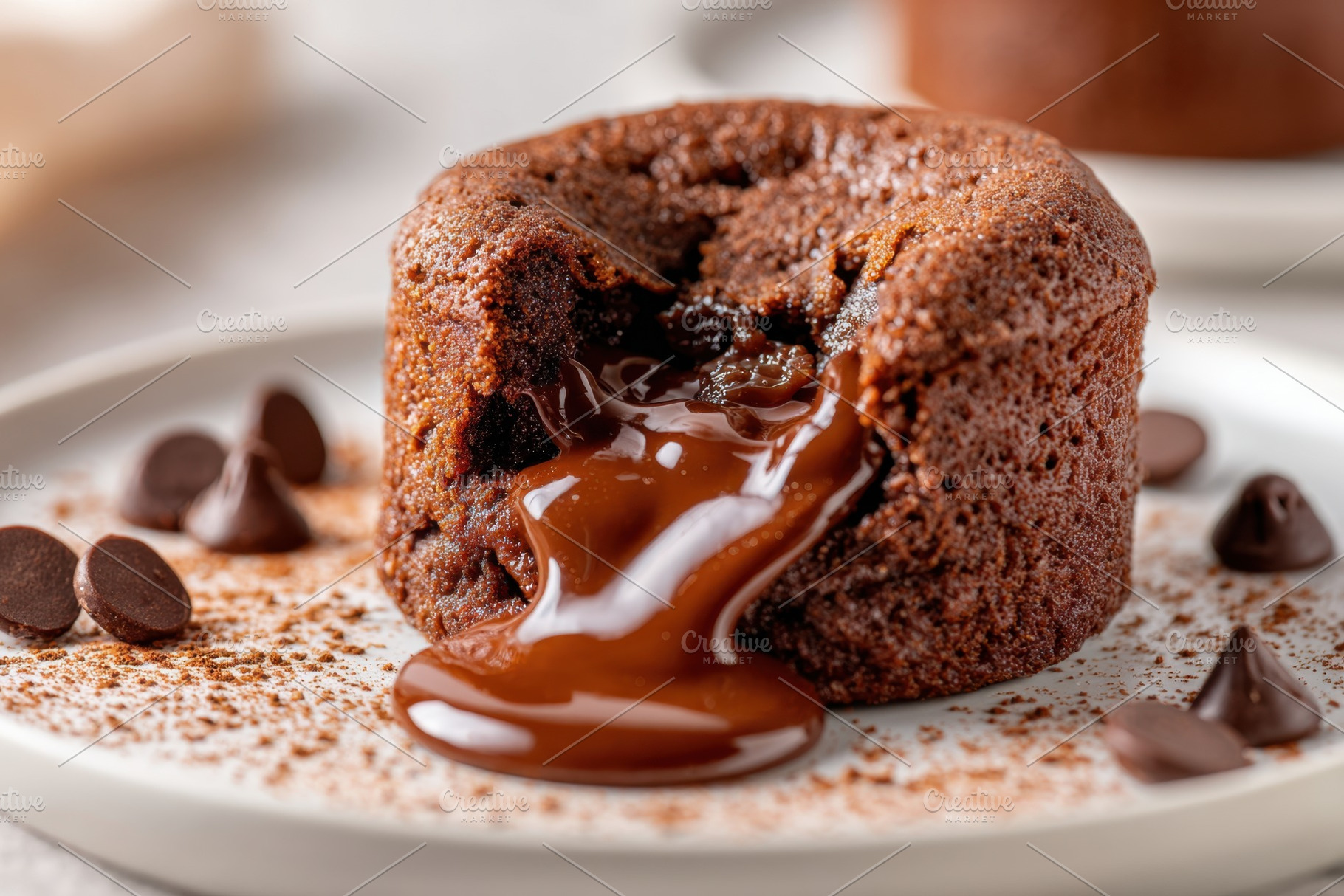 Chocolate lava cake in plate, a Food & Drink Photo by AlyaAnd