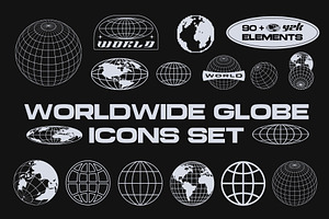 Y2K WORLDWIDE GLOBE VECTOR ICONS SET