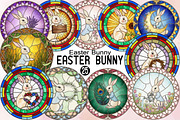 Easter Bunny Stained Glass Clipart, an Illustration by SVGArt (Thumbnail 1 of 9)