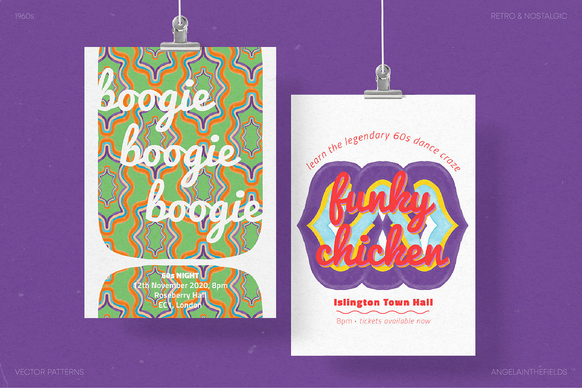 Funky 60s Vector Patterns, a Pattern Graphic by angelainthefields (Photo 9 of 9)